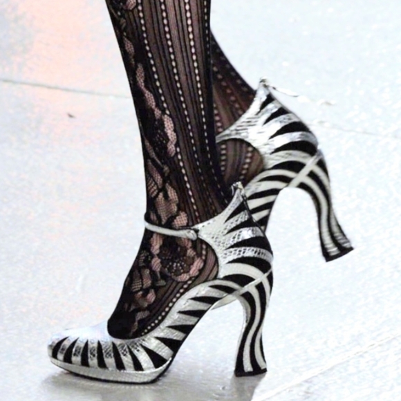 Rodarte "Zebra" Heels Black Silver Size 40 - Picture 10 of 10